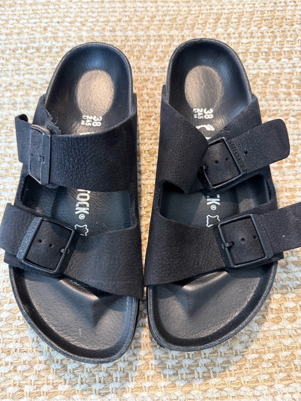 Birkenstock Black Leather Arizona Sandals ~ 38